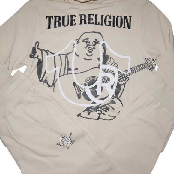 True Religion Men's Fleece Sweatsuit 2 Piece Tracksuit Matching Hoodie Joggers - Picture 12 of 16